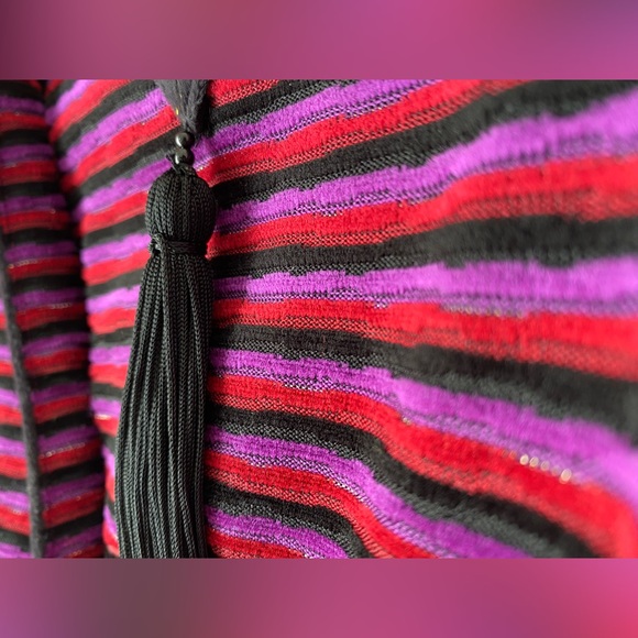 Velvet and metallic textured stripe jacket with tassel embellishment - Picture 12 of 17